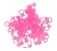 KENANLAN Semi Permanent Eyebrow Glue Holder, Adjustable Microblading Pigment Ring Cups, 50Pcs Ink Eyebrow Glue Container with Cover for Color Outflow Prevention (Roseate)