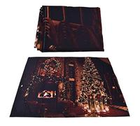 KENANLAN Soft and Lightweight Christmas Tapestry, Durable Material Gift with Fireplace Background, Widely Application for Various Needs (150 * 150cm)