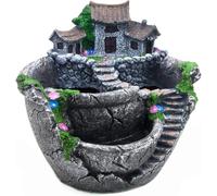 KENANLAN succulent pots fairy garden accessories succulent planters Plants Pot Succulent Plants Pot with Sweet House Flower Basket Planter Pot Garden Decoration (Silver)