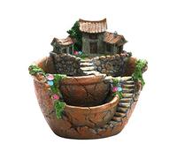 KENANLAN succulent pots fairy garden accessories succulent planters Plants Pot Succulent Plants Pot with Sweet House Flower Basket Planter Pot Garden Decoration (Orange)