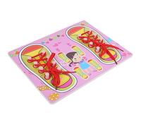 KENANLAN Wooden Learning to Tie Shoes Toy, Educational Infant Early-Learning Toy, Fine Workmanship, & Safe, For Mastering Life Skills, With Recognition (QZM-Pink shoelaces)