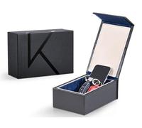 KENARK Faraday Key Fob Protector Box, RFID Signal Blocking Shielding Box for Car Keys, Anti-Theft Vintage Faraday Cage with High-Grade Protein Leather (Blue, Medium)