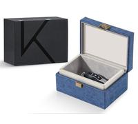 KENARK Faraday Key Fob Protector Box, RFID Signal Blocking Shielding Box for Car Keys, Anti-Theft Vintage Faraday Cage with High-Grade Protein Leather (Blue, Small)