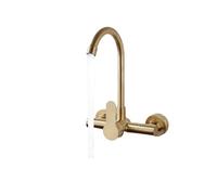 KENBT Kitchen Brushed Gold Wall Mounted Faucet, Rotation Stainless Steel Lead Free Sink Water Mixer Tap,Excellent Corrosion(Gold B)