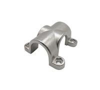 KENBT Stainless Steel 25mm Pipe Clips Cross Fixed Pipe Clampsupport Base Type Double Bolt Thickened Pipe Bracket,Anti-rust(25MM electrolytic polished)