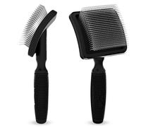 Kenchii Long Pin Slicker Brush for Dogs (Poodles, Doodles, Goldendoodles, Labradoodles), Professional Grooming Brush for Detangling, Fluffing & Dematting, Non-Slip Comfort Handle (Black)