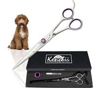 Kenchii Scorpion Straight Scissors - Professional Pet Grooming Shears | Razor-Sharp Blades for Precise Cutting | Ergonomic Handle Design | Ideal for Dogs and Cats, 7 Inch