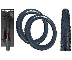 Kenda AMRAK 26 x 2.20 BLACK Chunky Mountain Bike TYRES (Pack of 2) + MINI PUMP