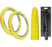 Kenda Krackpot YELLOW 20 x 1.95 BMX/Mountain Bike Tyre K-90 (PACK OF 2) + MINI PUMP