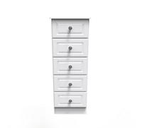 Welcome Furniture Ready Assembled Pembroke 5 Drawer Tallboy In White Ash