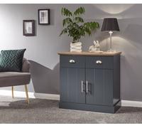 GFW Kendal 2 Door 2 Drawer Slate Blue Compact Sideboard - Size: 39 x 79 x 77cm - Wilko