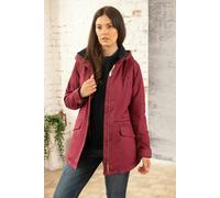Kendal Fully Lined Woven Check & Corduroy Waterproof Raincoat - Berry - 16