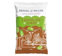 Kendal & Miller Chocolate Limes 170g | Lime flavour hard boiled sweets with a chocolate flavour centre | Traditional British Sweet Shop Favourite