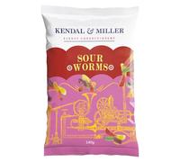 Kendal & Miller Sour Worms 140g | Sour gummy sweets | Traditional British Sweet Shop Favourite