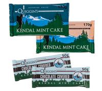 Kendal Mint Cake White and Brown 2 Pack Huge Bar Plus 2 Chocolate Covered Mint Cakes Bundle Containing Quiggin's Brand Mint Cakes