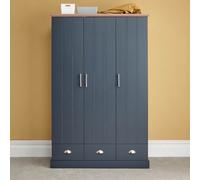 Kendal Tall Wardrobe Blue 3 Doors 1 Shelf 3 Drawers