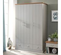 Kendal Tall Wardrobe Grey 3 Doors 1 Shelf 3 Drawers