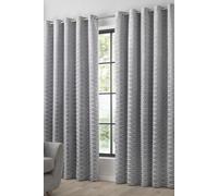 'Kendal' Textured Weave Pair of Eyelet Curtains Curtina Silver 117cm width x 137cm drop