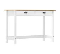 kendal wooden console table with 2 drawers in white and natural