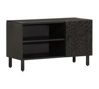 kendal wooden tv stand with 2 shelves in black