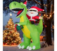 Kendane 8FT Christmas Inflatables Claus Outdoor Decorations, Xmas Inflatable Santa on Dinosaur with Built - in LED Lights, Suitable for Indoor Outside Christmas Decoration