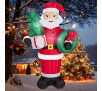 Kendane 8FT Christmas Santa Inflatable Claus with Garland Tree Decorations, Large Christmas Lights for Outdoor and Indoor Yard Outside Decoration