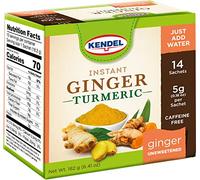 Kendel Instant Ginger Teas (Ginger & Turmeric Sugar Free, 14), Caffeine Free, Soothing Flavor, Non-GMO