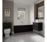 Kendel Straight Double Ended Bathroom Suite including Furniture Set with Slim Edge Basin | Metallic Slate | ABS Polished Chrome | 1700mm x 750mm