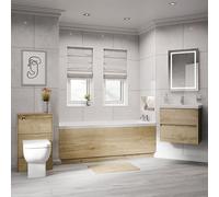 Kendel Straight Single Ended Bathroom Suite including Furniture Set with Slim Edge Basin | Autumn Oak | ABS Polished Chrome | 1700mm x 700mm