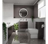 Kendel Straight Single Ended Bathroom Suite including Furniture Set with Slim Edge Basin | Metallic Slate | ABS Polished Chrome | 1700mm x 750mm