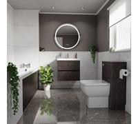 Kendel Straight Single Ended Bathroom Suite including Furniture Set with Slim Edge Basin | Metallic Slate | ABS Polished Chrome | 1700mm x 700mm