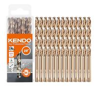 KENDO 1/4 Inch Cobalt Drill Bits (13pcs), M35 High Speed Steel, 135 Degree Tip, Jobber Length Twist Drill Bit Set for Hard Metal, Stainless Steel, Cast Iron, Wood and Plastic, with Storage Case