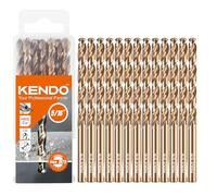 KENDO 5/16 Inch Cobalt Drill Bits (13pcs), M35 High Speed Steel, 135 Degree Tip, Jobber Length Twist Drill Bit Set for Hard Metal, Stainless Steel, Cast Iron, Wood and Plastic, with Storage Case