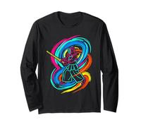 Kendo Fighter kendoka Synthwave Long Sleeve T-Shirt
