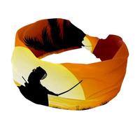 Kendo Silhouette Beach Headbands for Women, Wide Turban Headband, Non Slip Head Wraps, Elastic Sweat Yoga Workout Hairband Soft Hairwrap Bandana