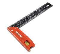 KENDO Try Square 300 mm Aluminium, Precision Angle with mm Scale, Carpenter's Square Marking Gauge 30 cm with Spirit Level & Scriber Protractor for Wood and Metalworking, Robust & Lightweight
