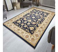 (KENDRA 3330B Navy Blue, 160 x 235 cm) Luxury Traditional Rugs Small Extra Large Hallway Runners Round Circle Mat Rug Living Room Bedroom Moth Resistant Carpet