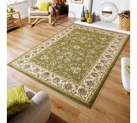 (KENDRA 3330G Green, 240 x 340 cm) Luxury Traditional Rugs Small Extra Large Hallway Runners Round Circle Mat Rug Living Room Bedroom Moth Resistant Carpet