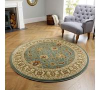 (KENDRA 45L Green, 150x150cm : Circle) Luxury Traditional Rugs Small Extra Large Hallway Runners Round Circle Mat Rug Living Room Bedroom Moth Resistant Carpet