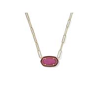 Kendra Scott, Women's, Elisa Enamel Frame Paperclip Necklace, Gold Maroon Magnesite, One Size