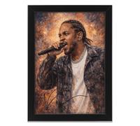 Kendrick Lamar Art Styled Signed Poster Print - Limited Edition Autograph Fan Gift, Collectible Hip Hop Music Memorabilia Wall Art Merchandise (A4 Framed)