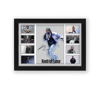 Kendrick Lamar Autograph Poster Print - Limited Edition Collage Of The Music Legend - Signed Collector Merchandise For Fans And Rap Music Lovers (Framed, A4 (30x20cm))