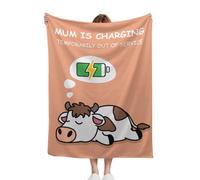 Kendt Gifts for Mum,Mum is Charging Blanket 60"x50",Super Soft Blanket for Mum,Funny Birthday Gifts for Women,Mother Birthday Gifts,Mummy Gifts for Mothers Day,Christmas(Cow Blanket)