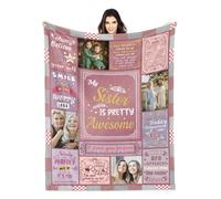 Kendt Sister Gifts from Sister,Custom Sister Blanket with Pictures,Big Sister Gifts,Unique Gifts for Sister on Mothers day,Christmas,Birthday(Red Blanket with 4 Photos)