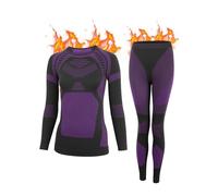 KENEGX Thermal Underwear Set Womens,Ski Base Layers Women Set, Quick Dry Thermal Underlayer,Ladies Thermal Clothing & Leggings for Running Skiing Cycling Workout Purple