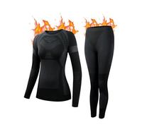 KENEGX Thermal Underwear Set Womens，Ski Base Layers Women Set, Quick Dry Thermal Underlayer，Ladies Thermal Clothing & Leggings for Running Skiing Cycling Workout Black