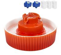 Kenepet Ceramic Cat Water Fountain, 2.1L/71oz Automatic Pet Water Fountain, 3 Filters and 2 Pumps Included, Cat Fountain Ideal for Cats, Dogs and Multiple Pets (Orange)
