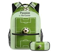 KengjuTesu 2Pcs Backpack Set Boys and Girls, Large Capacity Football Game Schoolbag with Pencil Case, Perfect Daypack for Students, Teens Travel and Hiking