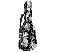 KengjuTesu 43 Inch Acoustic Guitar Soft Case with Backpack Strap and 2 Pockets Black White Broken Flowers, No Padding Backpack Waterproof Oxford Cloth Bass Guitar Gig Bag for Classical Guitars