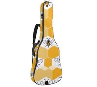 KengjuTesu 43 Inch Acoustic Guitar Soft Case with Backpack Strap and 2 Pockets Cartoon Hive Bee, No Padding Backpack Waterproof Oxford Cloth Bass Guitar Gig Bag for Classical Guitars